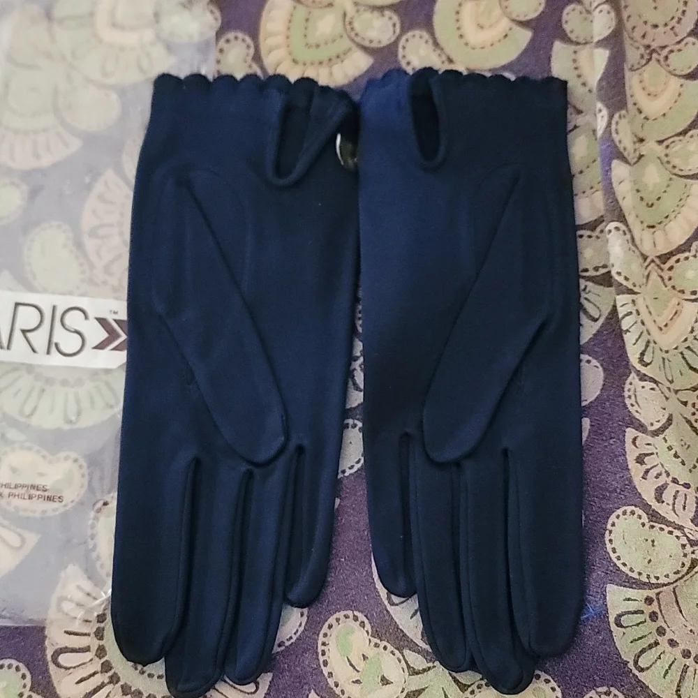 Deadstock Aris Ladies Gloves Navy Fabric